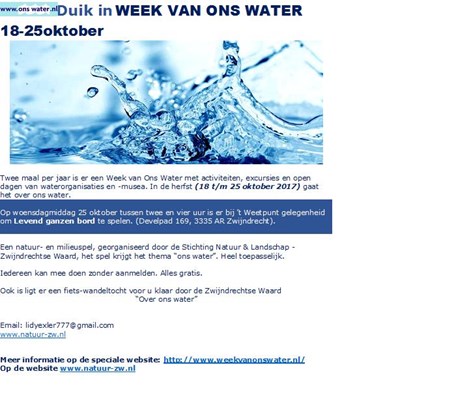 Duik in week van ons water.